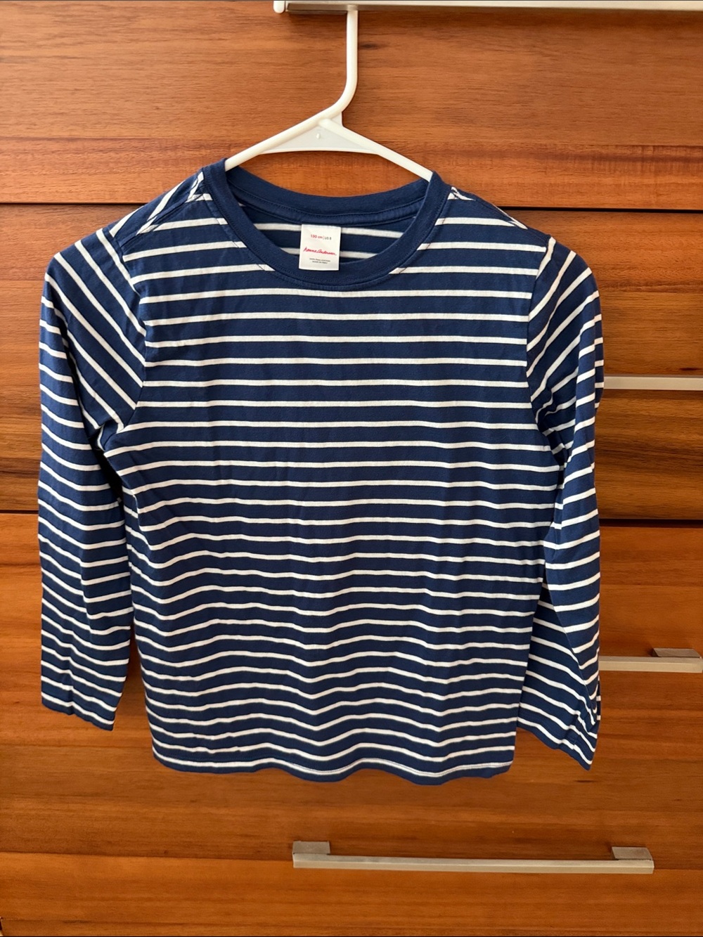 Hanna Andersson Navy/White Striped Long-Sleeve Tee and green/pink striped short